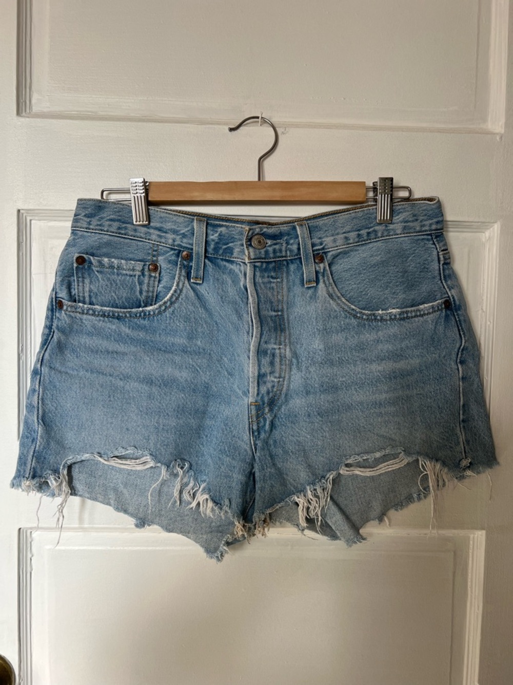 Levis 501 Original Fit High Rise Denim Shorts